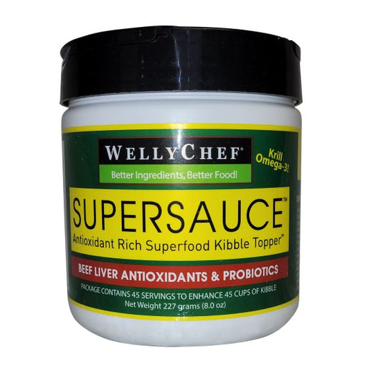 SUPERSAUCE Beef Liver & Krill KIBBLE TOPPER Superfoods + Probiotics 8.0 oz. (227g)